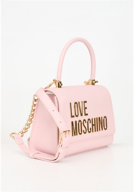 Pink women's handbag with metallic logo LOVE MOSCHINO | JC4024PP1LKD0600